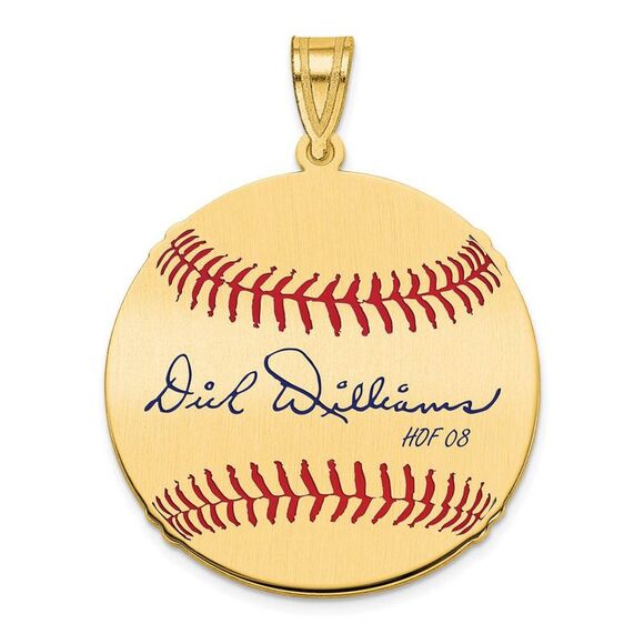 14K Gold Plated Dick Williams Signature MD Enamel Baseball Pendant